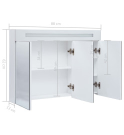 Armoire de salle de bain à miroir LED 88x13x62 cm