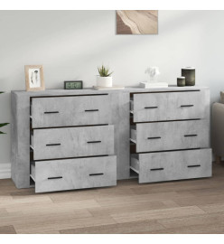 Buffets 2 pcs gris béton bois d'ingénierie