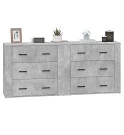 Buffets 2 pcs gris béton bois d'ingénierie