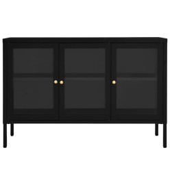 Buffet Noir 105x35x70 cm Acier et verre