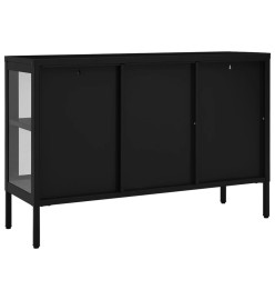 Buffet Noir 105x35x70 cm Acier et verre