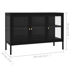 Buffet Noir 105x35x70 cm Acier et verre