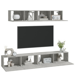 Ensemble de meubles TV 4 pcs Gris béton Bois d'ingénierie