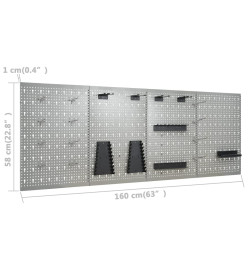 Panneaux perforés muraux 4 pcs 40x58 cm Acier