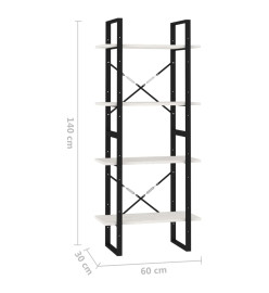 Bibliothèque à 4 niveaux Blanc 60x30x140 cm Bois de pin massif