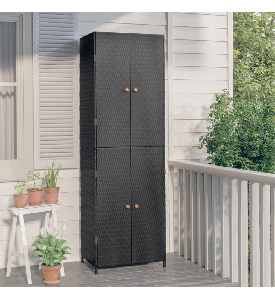 Armoire de rangement de jardin Noir 59x40x180 cm Résine tressée