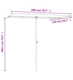 Parasol d'extérieur avec mât en aluminium 2x1,5 m Blanc sable