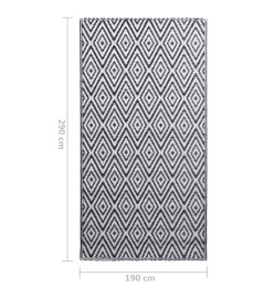 Tapis d'extérieur Blanc et noir 190x290 cm PP