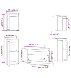 Meubles TV 5 pcs Bois massif de pin