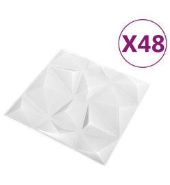 Panneaux muraux 3D 48 pcs 50x50 cm Blanc diamant 12 m²