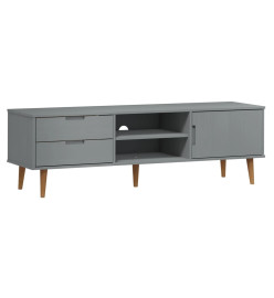 Meuble TV MOLDE Gris 158x40x49 cm Bois de pin massif