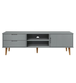 Meuble TV MOLDE Gris 158x40x49 cm Bois de pin massif