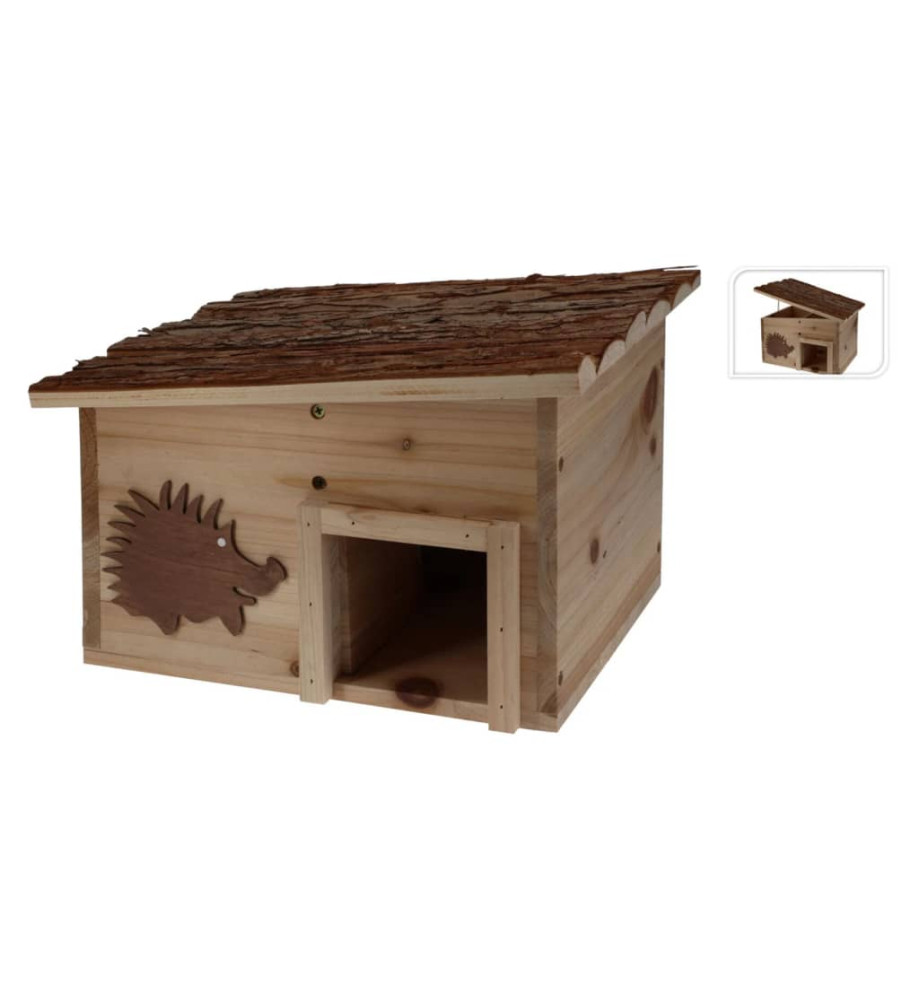 ProGarden Maison pour hérissons Bois avec écorce d'arbre 34x28x22 cm