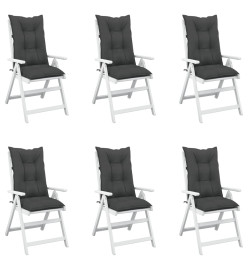 Coussins de chaise de jardin à dossier haut lot de 6 anthracite