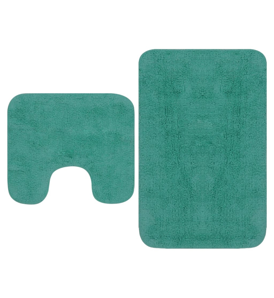 Tapis de salle de bain 2 pcs Tissu Turquoise