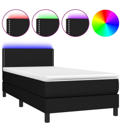 Sommier tapissier avec matelas et LED Noir 90x190 cm Tissu