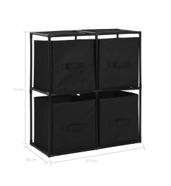 Armoire de rangement avec 4 paniers tissu Noir 63x30x71cm Acier