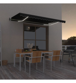 Auvent automatique capteur de vent et LED 400x350 cm Anthracite