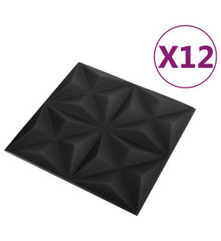 Panneaux muraux 3D 12 pcs 50x50 cm Noir origami 3 m²