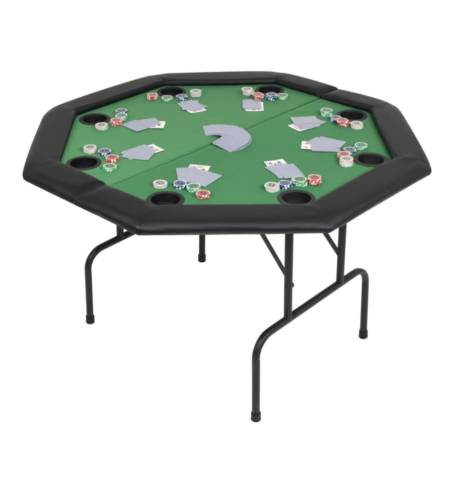 Table de poker pliable pour 8 joueurs 2 plis Octogonale Vert