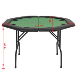 Table de poker pliable pour 8 joueurs 2 plis Octogonale Vert