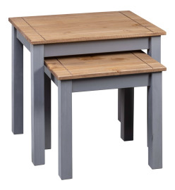 Tables gigognes 2pcs Gris Bois de pin massif Assortiment Panama