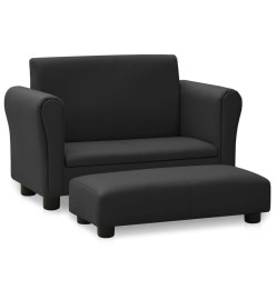 Canapé pour enfants avec tabouret Noir Similicuir