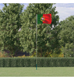 Drapeau du Portugal et mât 5,55 m Aluminium