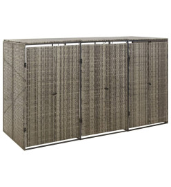 Abri pour poubelle triple Gris 207x80x117 cm Résine tressée