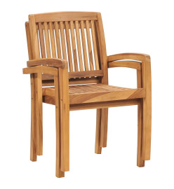 Chaises empilables à dîner de jardin 2 pcs Bois de teck solide