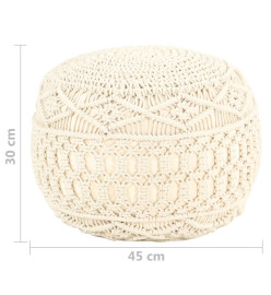 Pouf fait à la main en macramé 45x30 cm Coton