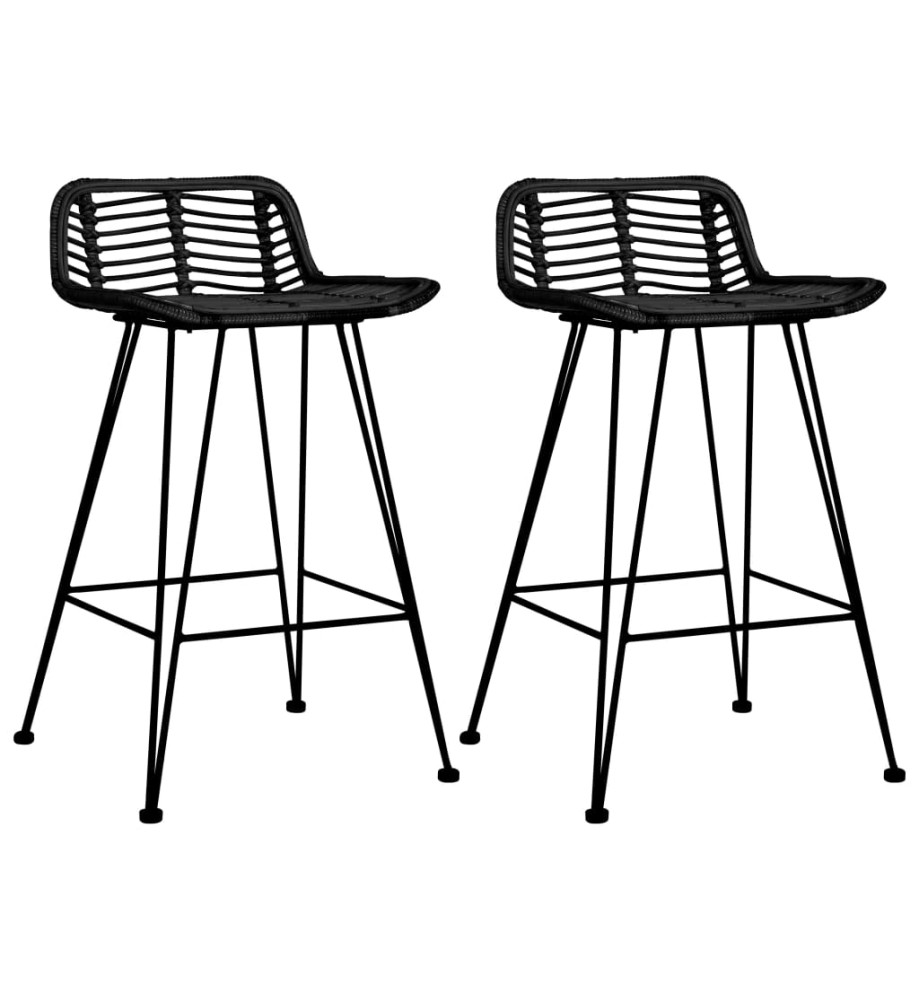 Chaises de bar lot de 2 noir Rotin