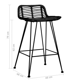 Chaises de bar lot de 2 noir Rotin