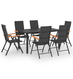 Ensemble de salle à manger de jardin 7 pcs Noir et marron