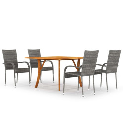 Ensemble de salle à manger de jardin 5 pcs Gris