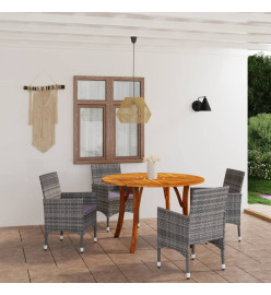 Ensemble de salle à manger de jardin 5 pcs Gris