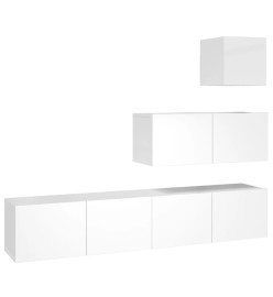 Ensemble de meubles TV 4 pcs Blanc brillant Bois d'ingénierie