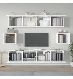 Ensemble de meubles TV 6 pcs Blanc brillant Bois d'ingénierie