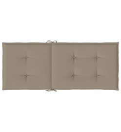 Coussins de chaise de jardin dossier haut lot de 6 taupe tissu