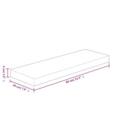 Panneau d'étagère 80x20x4 cm Bois de chêne massif non traité