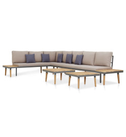Salon de jardin 7 places avec coussins Acacia solide Marron