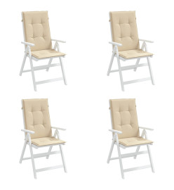 Coussins de chaise de jardin dossier haut lot de 4 beige tissu