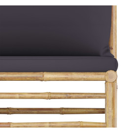 Salon de jardin 4 pcs avec coussins gris foncé Bambou