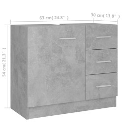 Armoire d'évier Gris béton 63x30x54 cm Aggloméré