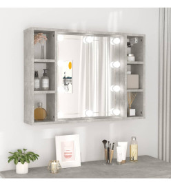 Armoire à miroir avec LED Gris béton 76x15x55 cm