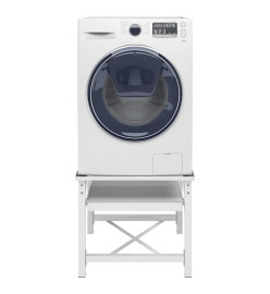 Socle pour machine à laver avec étagère coulissante Blanc