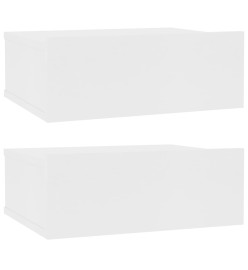 Tables de chevet flottantes 2 pcs Blanc 40x30x15 cm Aggloméré