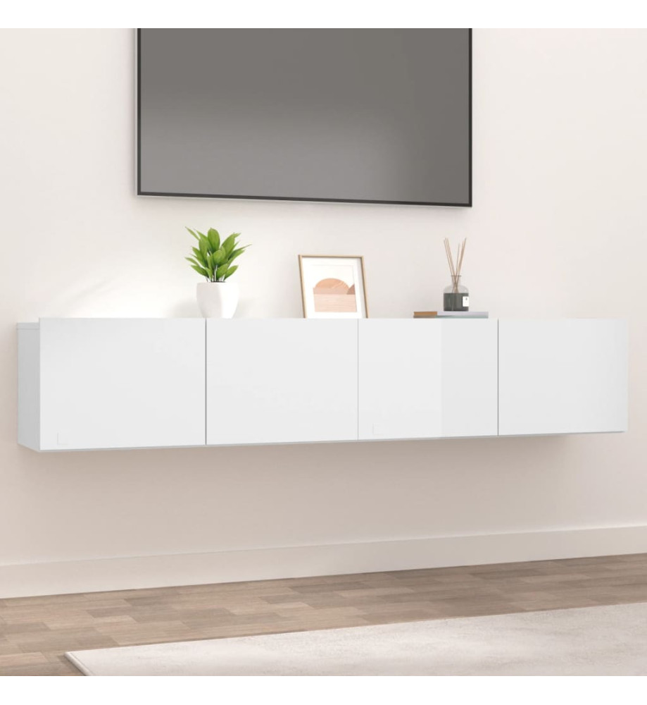 Meubles TV 2 pcs Blanc brillant 80x30x30 cm Bois d'ingénierie