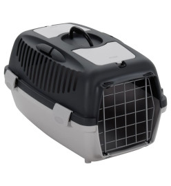 Cage de transport animaux de compagnie gris noir 55x36x35 cm PP