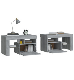 Tables de chevet 2 pcs et lumières LED Sonoma gris 70x36,5x40cm